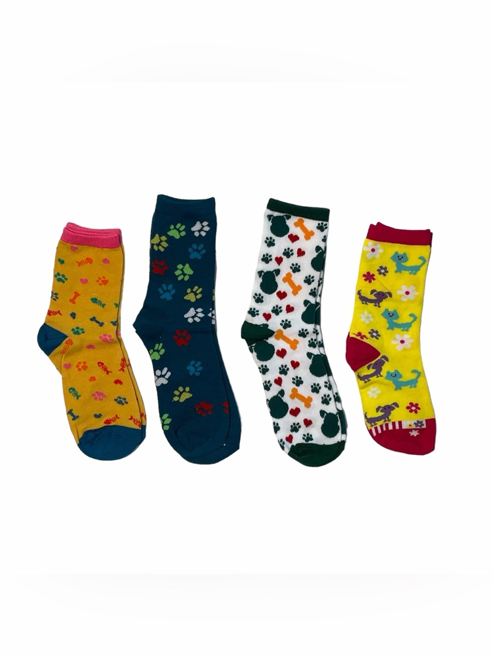 Girls Crew Socks Pet Themed Four Pair Bundle